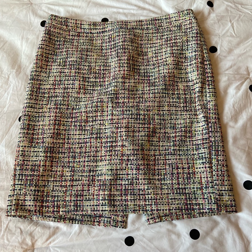 J.Crew 14 EUC pastel multi colored tweed pencil skirt w/lining